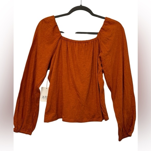 a.n.a. Split Tie Neck Long Sleeve Blouse PS - Picture 5 of 10